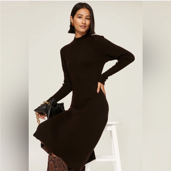 Thakoon Mock Neck Sweater Dress Large Chocolate Brown Wool Rent the Runway - Picture 3 of 10